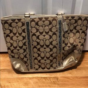 Excellent used condition gold Coach tote